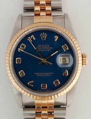 Rolex Datejust Blue Jubilee Dial Steel & 18K Gold Box Papers 2