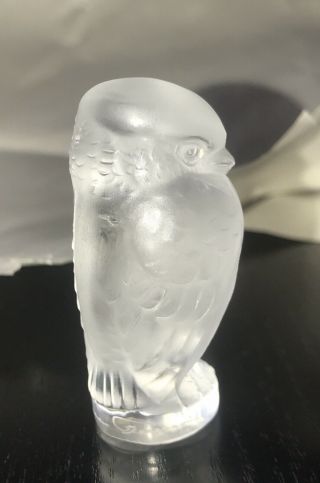 Lalique Frosted Crystal Rapace Bird Of Prey Letter Seal On Circular Plinth 2” 2