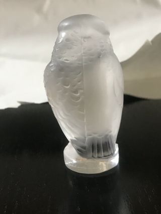 Lalique Frosted Crystal Rapace Bird Of Prey Letter Seal On Circular Plinth 2” 3