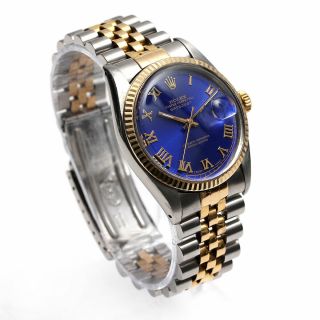 Rolex Datejust Ref.  16013 Two Tone Blue Roman Dial Automatic Men 