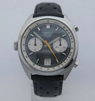 HEUER Carrera 30 ref.  1153N Mark I Vintage Automatic Chronograph cal.  12 Blue dial 2