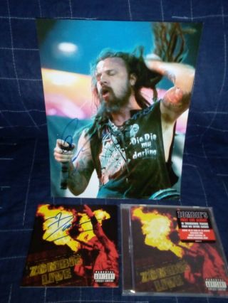 2x Rob Zombie Signed Items Cd Booklet And Photograph.