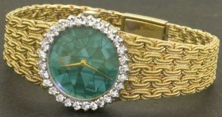 Rolex 8324 Vintage Heavy 18k Gold Rare Mosaic Malachite/vs Diamond Ladies Watch