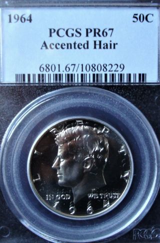 1964 Proof Kennedy Silver Half Dollar - Pcgs Pr 67 Accented Hair