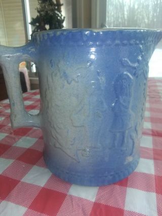 Antique Blue And White Stoneware Salt Glaze Milk Pitcher