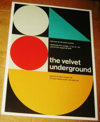 Velvet Underground Rock Concert Poster Swiss Punk Graphic Pop Art 10x14 Joyce