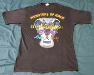 Monsters Of Rock 1990 Whitesnake Aerosmith Poison Quireboys Thunder Tour T - Shirt