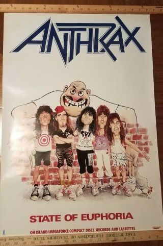 Anthrax State Of Euphoria - Vintage 1988 Concert Poster - Detroit Show