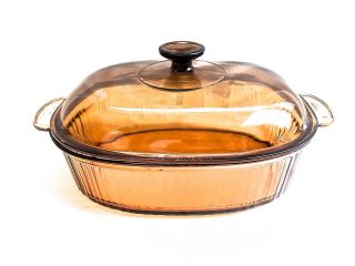 Corning Visions Amber 4l Oval Roasting Pan Roaster W/ Lid