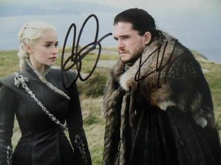 Emilia Clarke,  Kit Harington 8x10 Autographed " Game Of Thrones " Photo