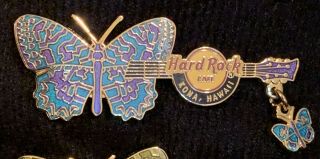 Hard Rock Cafe Kona Hawaii Butterfly Dangle Guitar Series Pin Closed Location