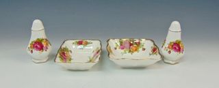 Royal Albert China Old Country Roses Salt & Pepper Set,  2 Sweet Meat Dishes