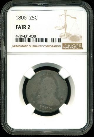 1806 25c B - 9 Draped Bust Quarter Dollar Fair 2 Ngc 4929431 - 038