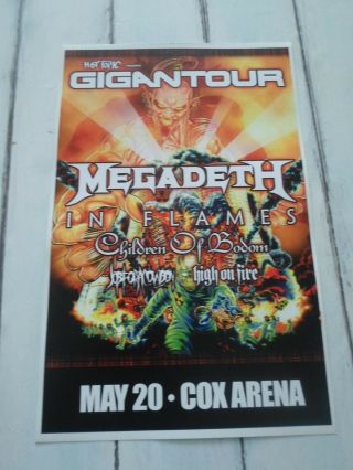 Megadeath Concert Poster In Flames San Diego Cox Arena 11 " X17 "