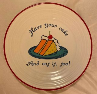 Rare Fiesta 9” Luncheon Plate Have Your Cake Feb 2005 Homer Laughlin Nwt