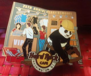 3 Hard Rock Cafe WASHINGTON DC 2015 25th Anniversary Construction Panda VIP PINS 2