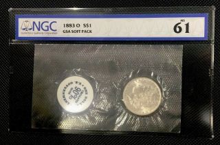 1883 - O Gsa Soft Pack Morgan Silver Dollar Non Cc - Ngc Ms61