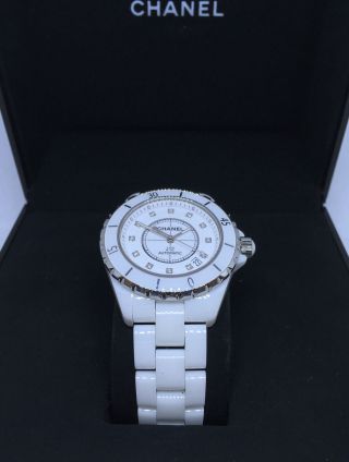 Chanel J12 White Ceramic Date With Factory Diamond Dial H1629
