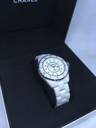 Chanel J12 White Ceramic Date with Factory Diamond Dial H1629 2