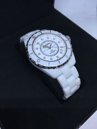 Chanel J12 White Ceramic Date with Factory Diamond Dial H1629 3