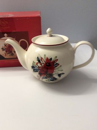 Lenox Teapot Winter Greetings Red Cardinal