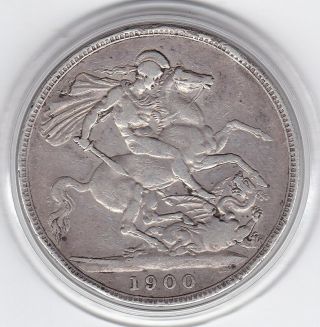 1900 Queen Victoria Large Crown / Five Shilling Silver Coin