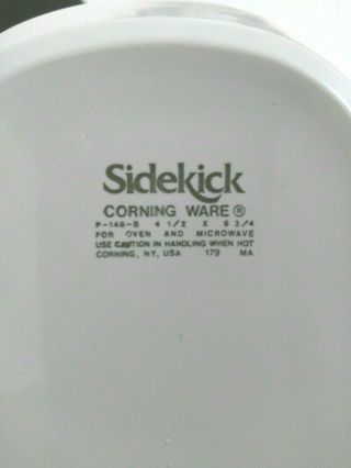 Four Sidekick Corning Ware White Dish Grab It Oven Microwave Use 3