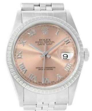 Rolex Datejust 16220 Automatic Watch Stainless Steel Salmon Dial 36mm Jubilee