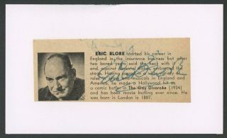 Eric Blore (1887 - 1959) Autograph Cut | Comedian - Signed