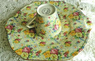 Lord Nelson Ware " Rose Time " Chintz Platter & Tea Cup England Perfect Cond.