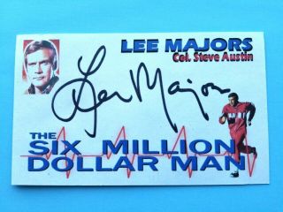 " The Six Million Dollar Man " Lee Majors " Steve Austin Autographed 3x5 Index Card
