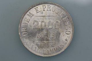 Brazil 2000 Reis Coin 1911 Km 508 Almost Uncirculated