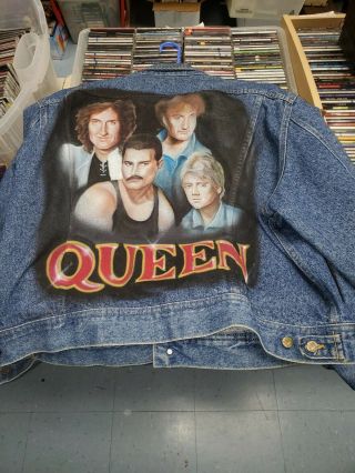 Air Brushed Queen Band Denim Jacket Freddie Mercury Bohemian Rhapsody 2xl