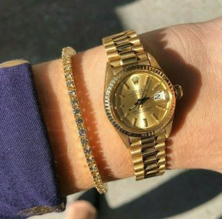 Rolex Datejust Oyster President Watch Ladies 18k Solid Gold Ref.  6917 Serviced