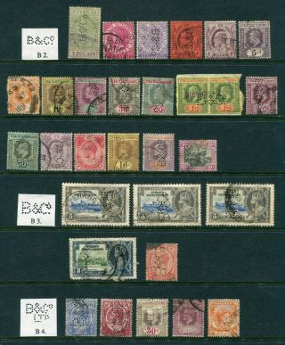 Old Straits Settlements Malaya 30 X Stamps With Company Perfins (25)