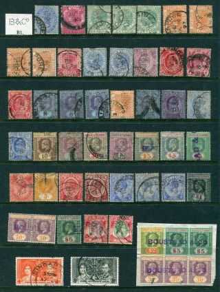 Old Straits Settlements Malaya 52 X Stamps With Company Perfins (24)