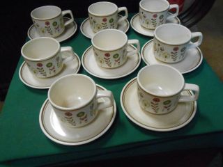 Outstanding Temper - Ware By Lenox Stoneware Usa " Sprite " 8 Cups & Saucers