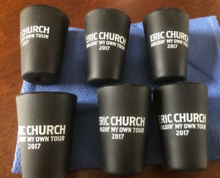 Eric Church Silicone Rubber Shot Glasses Glass 6 Holdin’ My Own 2017 Tour