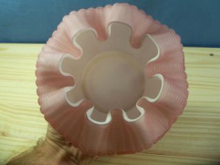 Fenton Made for LG Wright Large Maize Corn Rose Bowl Vase Lt.  Pink Cased Glass 2 3