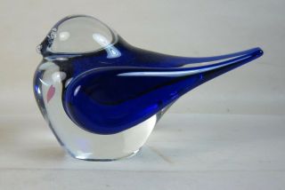 Zellique Studio Art Glass Hand Blown Blue Bird W Pink Heart 4.  75 " Figurine