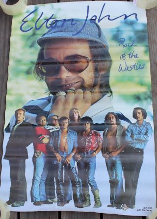 Vintage Elton John Rock Of The Westies Album Promo Poster Mca Records 34x22 "