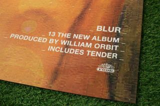 Blur - 13 Album Authentic 1999 UK Record Shop Promo Poster Certificate Rare EX 3