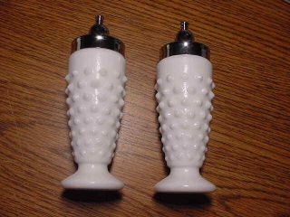 Fenton Milk Glass Hobnail Salt And Pepper Shakers,  5 Inches Tall