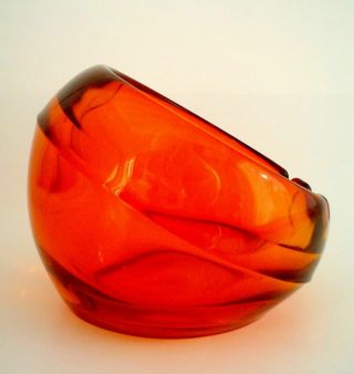 Large Vintage Viking Glass Mid Century Modern Persimmon Orange Orb Ashtray Swank