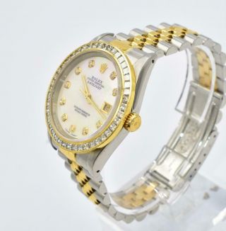 Men ' s Two Tone Rolex Datejust with Diamond Diamond and Bezel Wristwatch Ref 1623 2