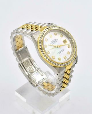 Men ' s Two Tone Rolex Datejust with Diamond Diamond and Bezel Wristwatch Ref 1623 3