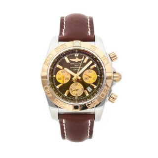 Breitling Chronomat 44 Auto Steel Gold Mens Strap Watch Date Cb011012/q576