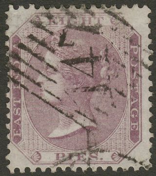 India Malaya 1860 Qv 8p Purple W Penang 147 Postmark Sg Z45 Cat £180