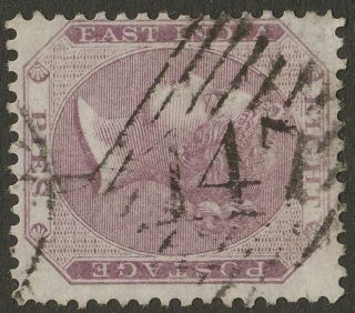 India Malaya 1860 QV 8p Purple w Penang 147 Postmark SG Z45 cat £180 2