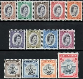 Grenada 1953 - 59 Qeii Definitive Set Sg.  192/204 (mnh)